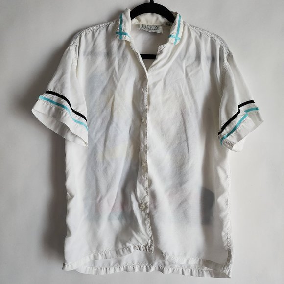 Linea Gitano Other - Vintage 80s Linea Gitano All American Sunset Diner Mens Small Button White Shirt